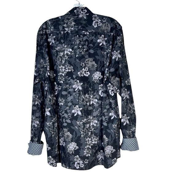TED BAKER LONDON Long Sleeve Grey Pink Black Floral Shirt Men's XL - Picture 5 of 16